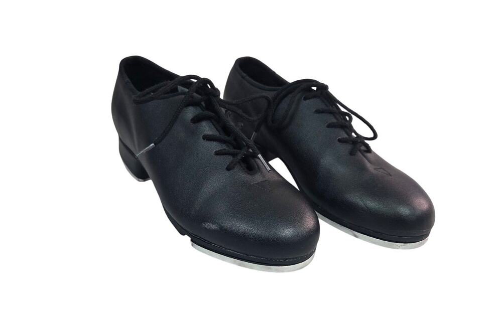Black Leather Lace Up Tap Dance Shoes Kids Size 4M Girls Boys